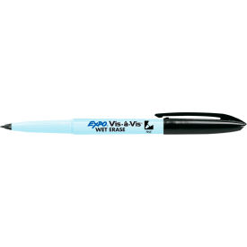 Vis-a-Vis Wet-Erase Overhead Transparency Marker, Fine, Black Ink, 12/PK