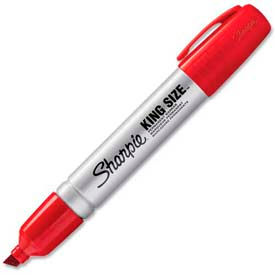 King Size Permanent Marker, Chisel, Red Ink, Dozen