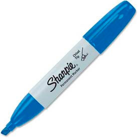 Permanent Marker, Chisel Tip, Blue Ink, Pack of 12