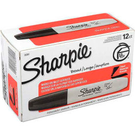 Permanent Marker, Chisel Tip, Black Ink, Anti-Roll Barrel