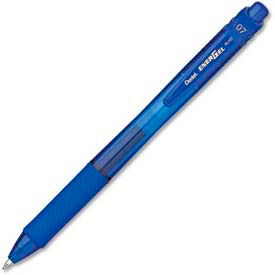 Retractable Gel Pen, 0.7mm, Metal Tip, Blue Ink, Dozen