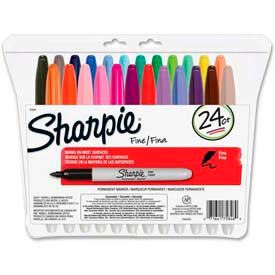 Permanent Marker, Fine Tip, Assorted Ink, 24/Set