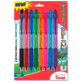 Ballpoint Retractable Pen, Refillable, Medium Point, Assorted Ink, 8/Pack