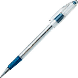 RSVP Ballpoint Stick Pen, Medium, Clear Barrel, Blue Ink, Dozen