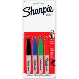 Mini Permanent Marker, Fine Point, Black/Red/Blue/Green Ink, 4 Pack