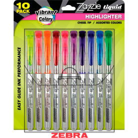 Fluorescent Liquid Highlighter - Chisel Tip - Assorted Ink - 10/Pack
