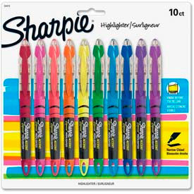 Liquid Highlighter, Chisel Tip, Assorted Ink, 10/Set