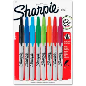Retractable Permanent Marker, Fine Point, Assorted Ink, 8/Set