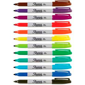 Pen Style Permanent Marker, Fine Point, Assorted Ink, 12/Set