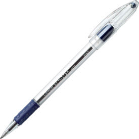 RSVP Ballpoint Stick Pen, Fine Point, Clear Barrel, Blue Ink, Dozen