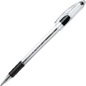 Ballpoint Stick Pen, Fine, Clear Barrel, Black Ink, Dozen