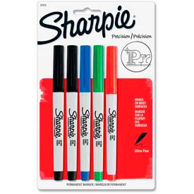 Permanent Marker, Waterproof, Ultra Fine Tip, Assorted Ink, 5/Pack
