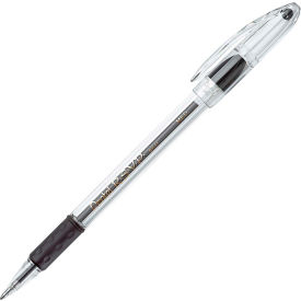 Ballpoint Stick Pen, Medium, Clear Barrel, Black Ink, Dozen