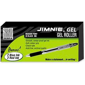 Gel Rollerball Pen, Medium, 0.7mm, Black Ink, 20/Pack + 4 Bonus Pens