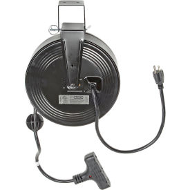 Triple-Tap Extension Cord - 30' 14/3 on Metal Retractable Reel