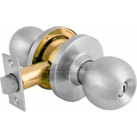 Commercial Cylindrical Lockset Ball Knob, Privacy, Brushed Chrome