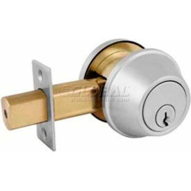 Commercial Single Cylindrical Deadbolt, Brushed Chrome.