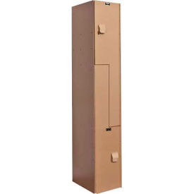 AquaMax Z-Style 2 Door Plastic Locker, 12"W x 18"D x 72"H, Taupe, Assembled