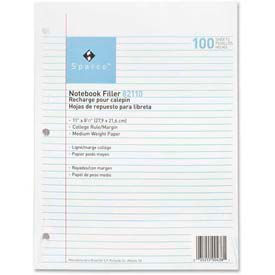 Notebook Filler Paper, 8-1/2" x 11", College Ruled, White, 100 Sheets/Pack