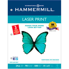 Laser Copy Paper 3 Hole Punched - White - 8-1/2" x 11" - 24 lb. - 500 Sheets