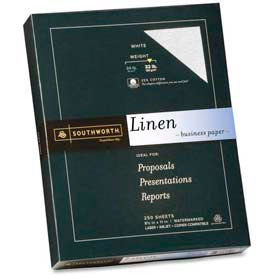 Linen Business Paper, 8-1/2" x 11", 32 lb, White, 250 Sheets/Pack