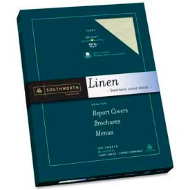 Linen Cover Stock Paper, 8-1/2" x 11", 65 lb, Ivory, 100 Sheets/Pack