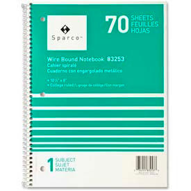1-Subject Notebook, 8" x 10-1/2", College Ruled, Bright White, 70 Sheets/Pad