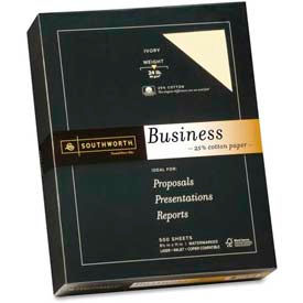 25% Cotton Business Paper, 8-1/2" x 11", 24 lb, Wove, Ivory, 500 Sheets/Pack