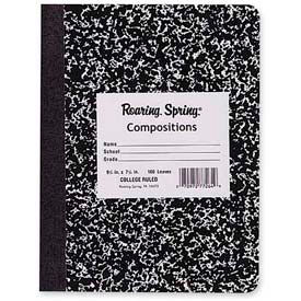 Hard Cover Composition Book, 7-1/2" x 9-3/4", College Ruled, Black Marble, 100 Sheets