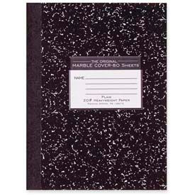 Hard Cover Composition Book, 7-7/8" x 10-1/4", Unruled, Black Marble, 80 Sheets