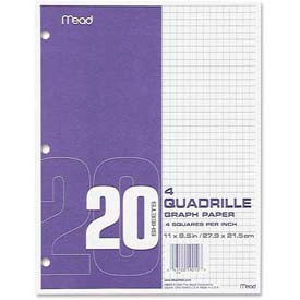 Graph Paper, 8-1/2" x 11", 4 x 4 Square/inch Quad Ruled, 240 Sheets/Pack