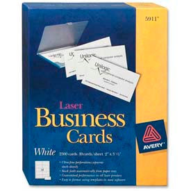 Business Card, 2" x 3-1/2", White, 2500 Cards/Pack