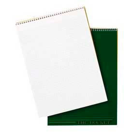 Docket Top Wirebound Quadrille Pad, 8-1/2" x 11-3/4", Quad Ruled, White, 70 Sheets/Pad