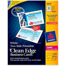 Two-Side Printable Business Card, 2" x 3-1/2", Matte, White, 2000 Cards/Pack