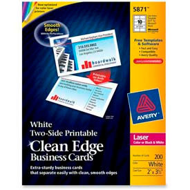 Two-Side Printable Business Card, 2" x 3-1/2", White, 200 Cards/Pack