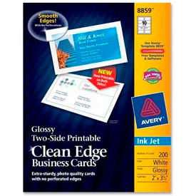 Two-Side Printable Inkjet Business Card, 2" x 3-1/2", Glossy, White, 200 Cards/Pack