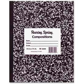Flex Cover Composition Book, 8" x 10", Wide Ruled, Black Mable, 60 Sheets/Pad