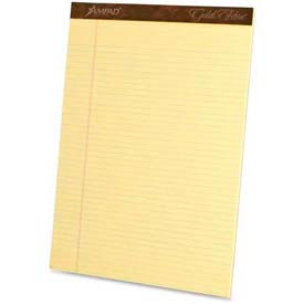 Gold Fibre Legal Pad, 8-1/2" x 11-3/4", Narrow Ruled, Canary, 50 Sheet/Pad, 12 Pads/Pk