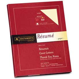 Resume Paper, 8-1/2" x 11", 32 lb, Wove, Ivory, 100 Sheets/Pack
