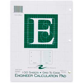 Engineering Calculation Pad, 8-1/2" x 11", Quad Ruled, Green, 100 Sheets/Pad