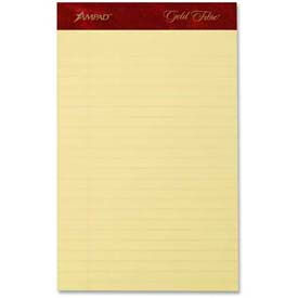 Gold Fibre Jr. Legal Pads, 5" x 8", 16 lb, Canary, 50 Sheets/Pad, 4 Pads/Pack