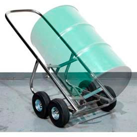 Stainless Steel Self-Standing Drum Truck 4 Pneumatic Wheels - 1000 Lb. Cap.