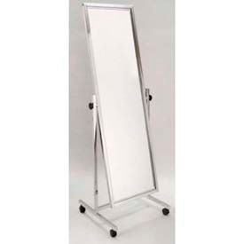 Single Tilted Mirror, 67-1/4" H, Mirror 20" x 60", Metal, Chrome