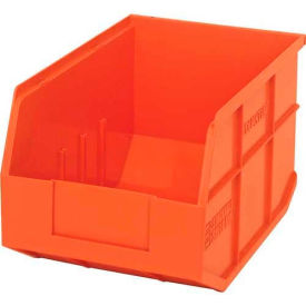 Plastic Hang & Stack Shelf Bin, 12"L x 8-1/4"W x 7"H, Orange