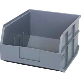 Plastic Hang & Stack Shelf Bin, 12"L x 11"W x 7"H, Gray