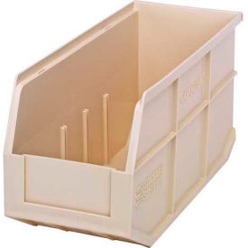 Plastic Hang & Stack Shelf Bin, 14"L x 6"W x 7"H, Ivory