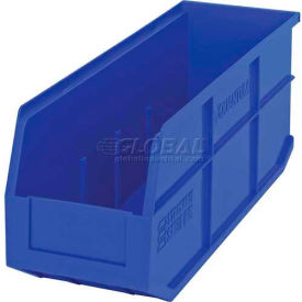 Plastic Hang & Stack Shelf Bin, 18"L x 6"W x 7"H, Blue
