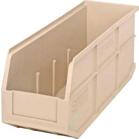 Plastic Hang & Stack Shelf Bin, 18"L x 6"W x 7"H, Ivory