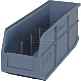 Plastic Hang & Stack Shelf Bin, 18"L x 6"W x 7"H, Gray