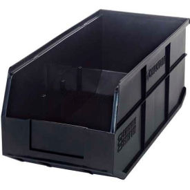 Plastic Hang & Stack Shelf Bin, 18"L x 8-1/4"W x 7"H, Black